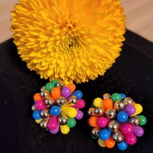 Multi color Vintage clip on earings